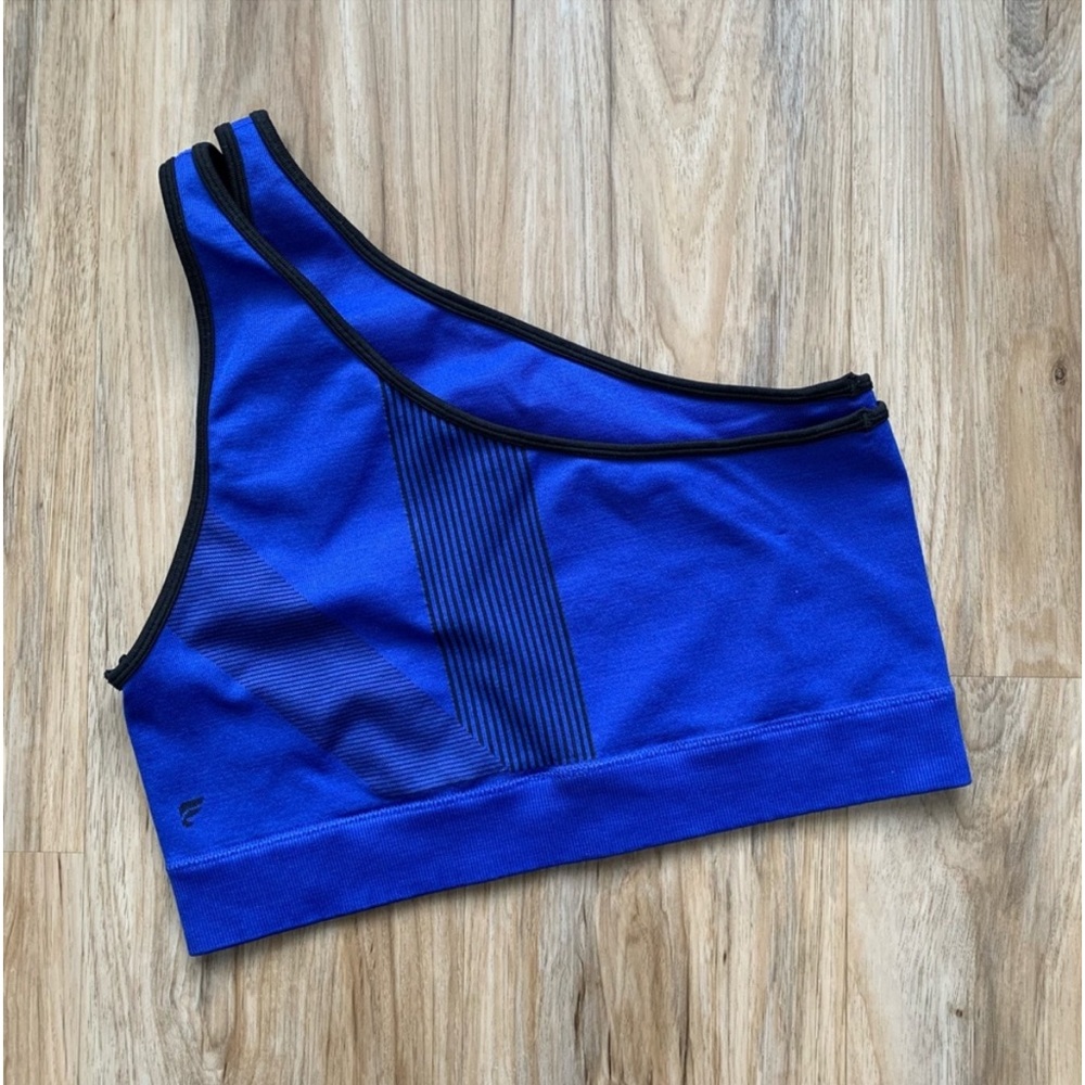 FABLETICS "Indy" Seamless Sports Bra One Shoulder Design Blue Black - XL - NEW!